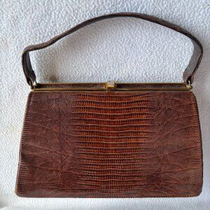 1950s 1960s Alligator Lizard Handbag Purse